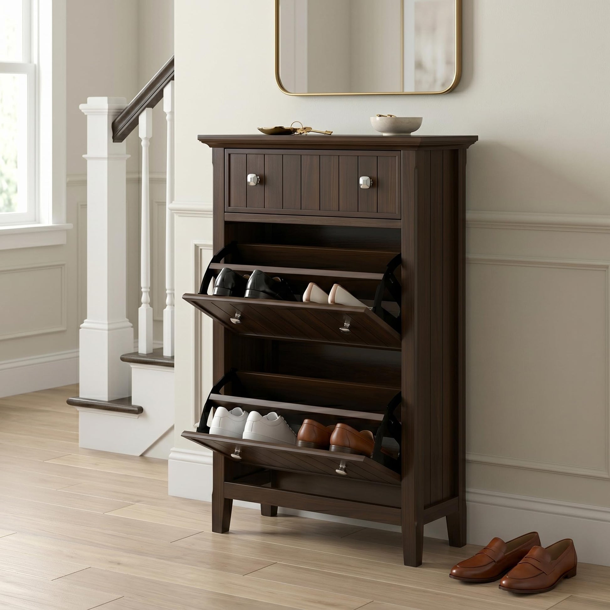 SIMPLIHOME Acadian 36" Wide Solid Wood Cabinet in Black