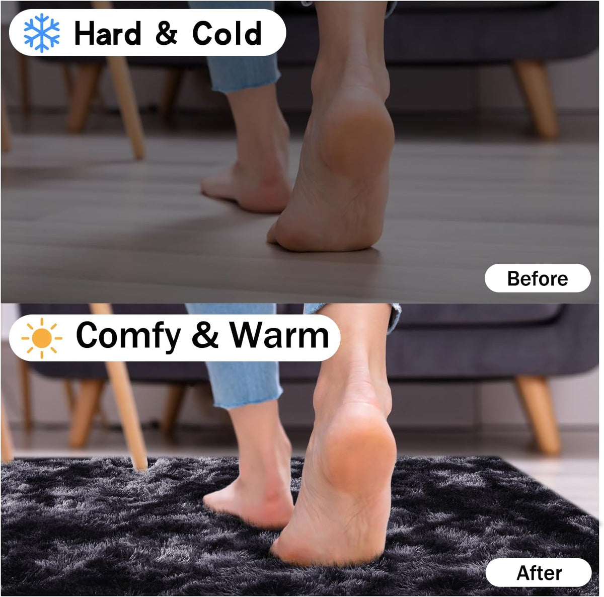 Rezutan Area Rugs 9x12 Living Room, Large Fluffy Rug for Bedroom, Soft Shag Shaggy Fuzzy Carpets