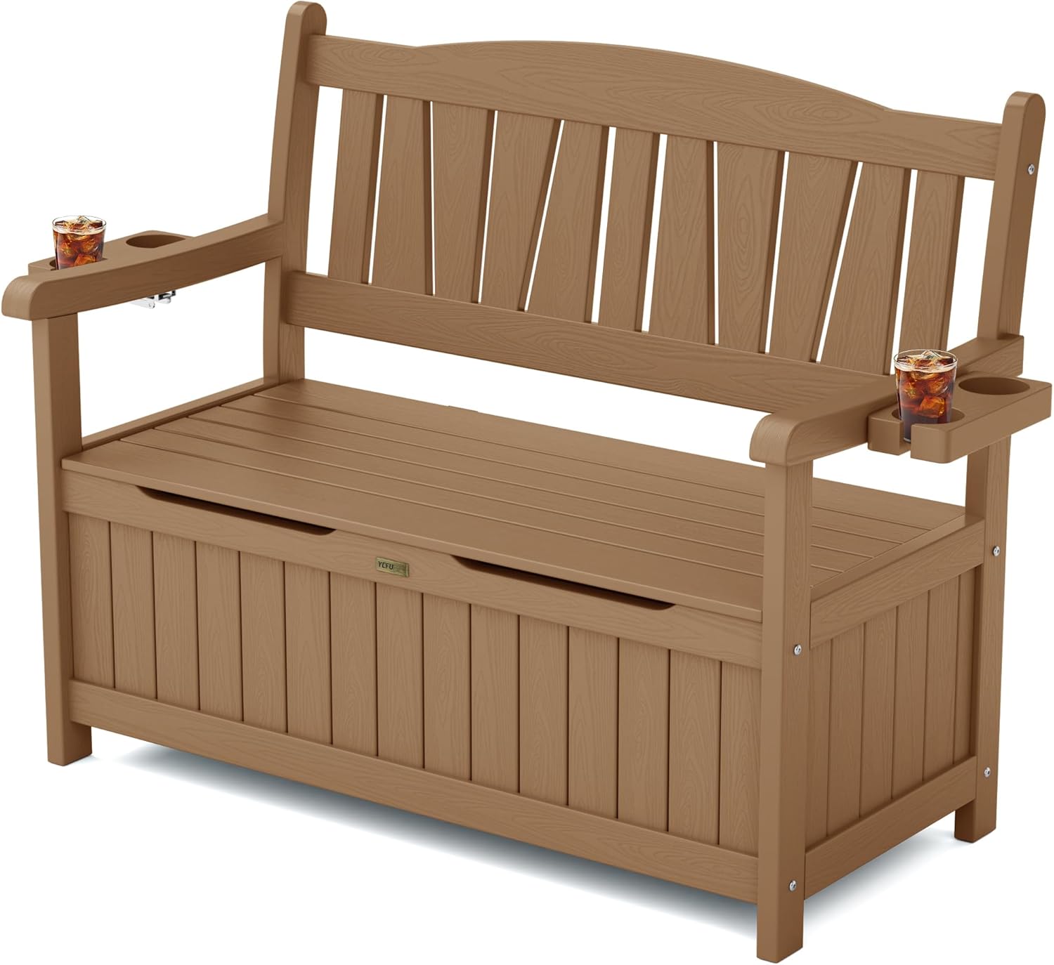 YEFU Outdoor Storage Bench for Patio: Heavy Duty Garden Bench with 96° High Backrest & Oversized