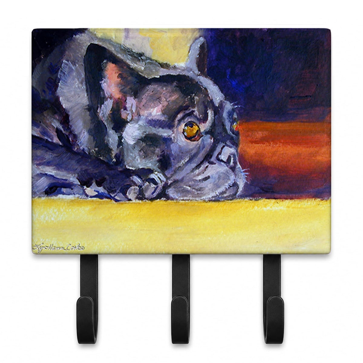 Caroline's Treasures 7331TH68 Black French Bulldog Sunny Leash or Key Holder, Wall Hooks, Key Hooks