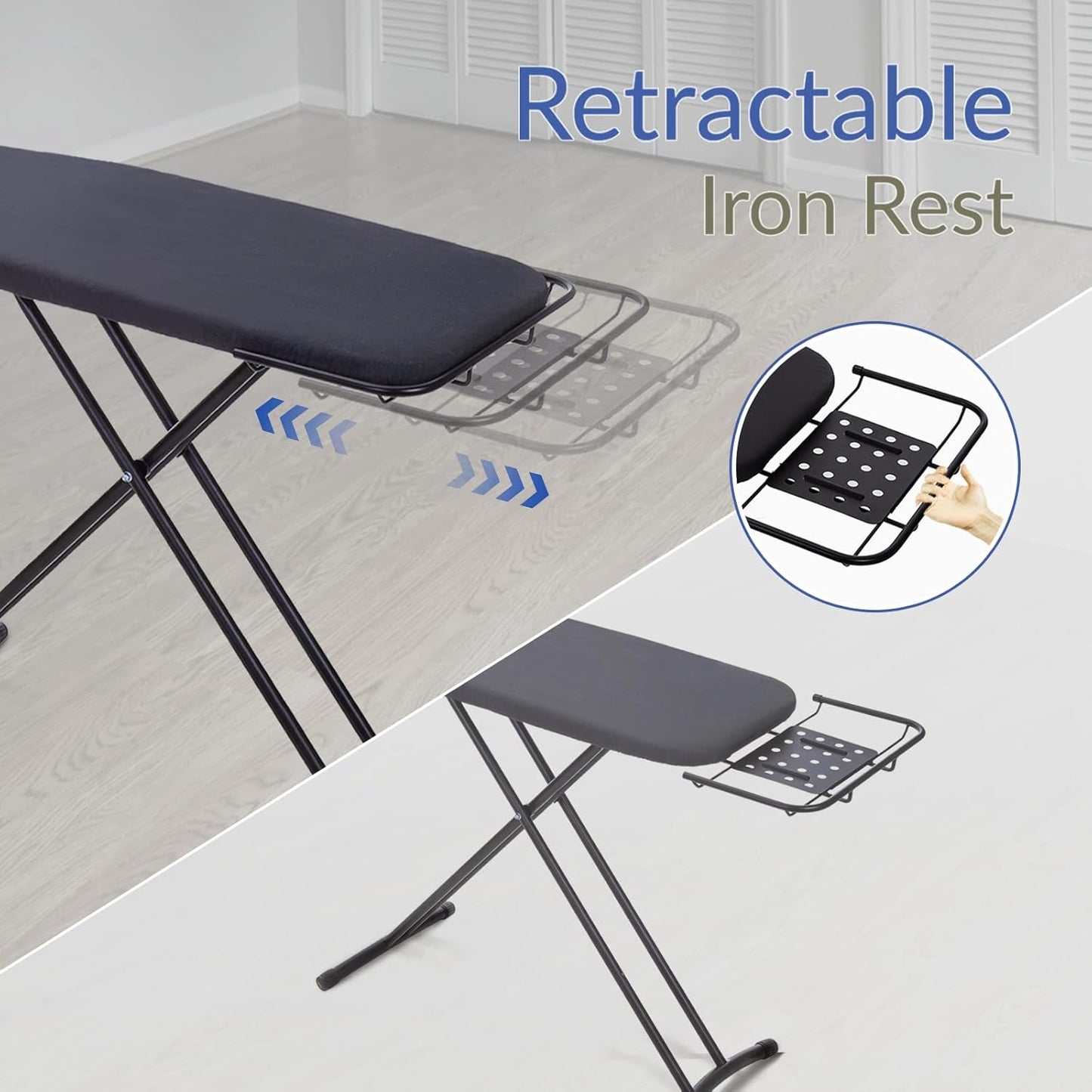 Ironing Board 48" x 15" with Retractable Iron Rest, RAINHOL Heavy Duty Full Size Iron Board, Sturdy