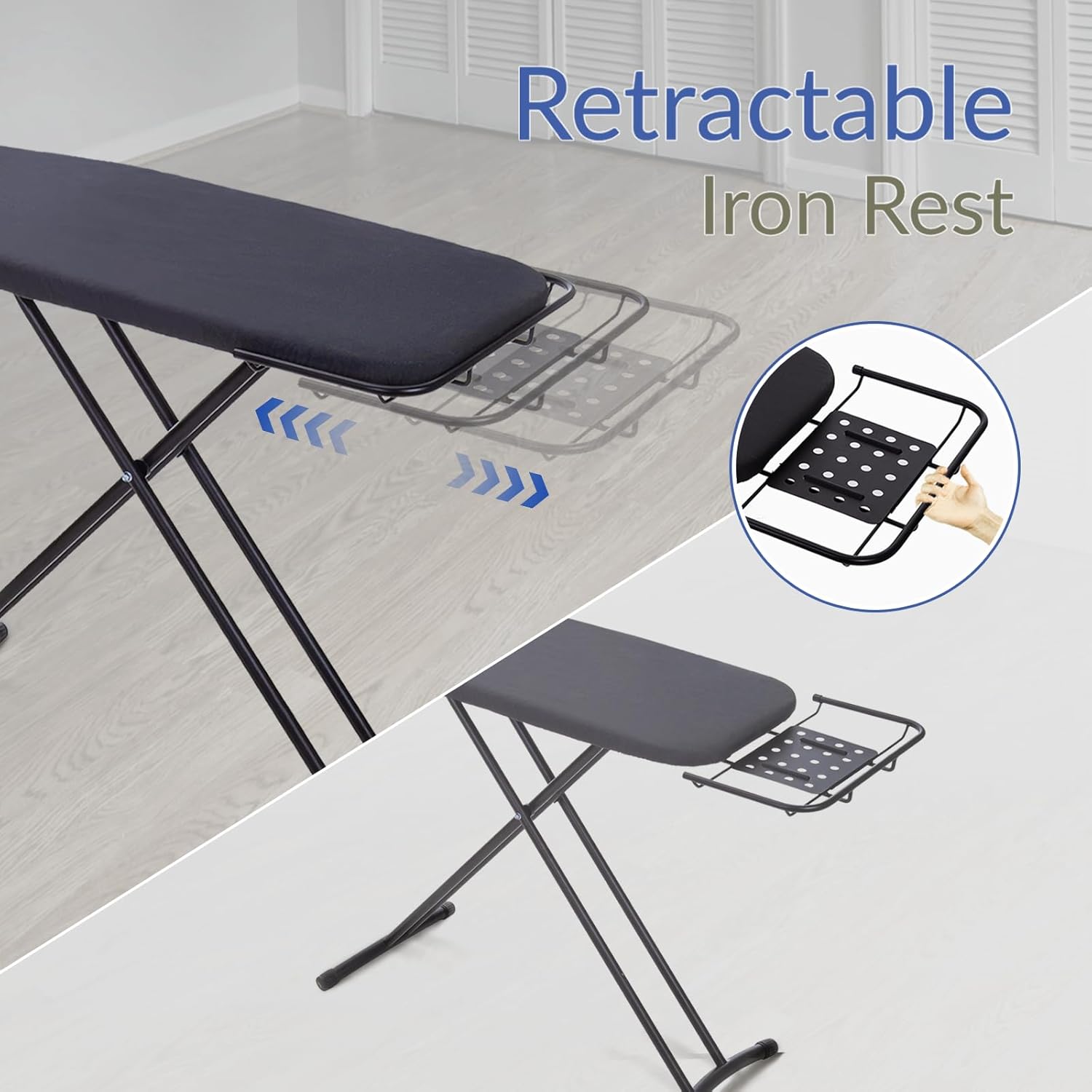 Ironing Board 48" x 15" with Retractable Iron Rest, RAINHOL Heavy Duty Full Size Iron Board, Sturdy