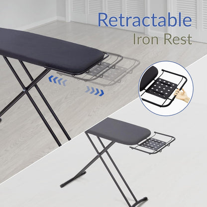 Ironing Board 48" x 15" with Retractable Iron Rest, RAINHOL Heavy Duty Full Size Iron Board, Sturdy