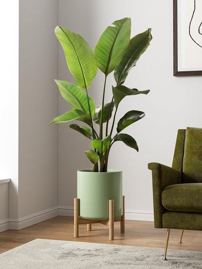 LE TAUCI 12 Inch Pots for Plants, Ceramic Large Plant Pot for Indoor Plants, Mid-Century Modern