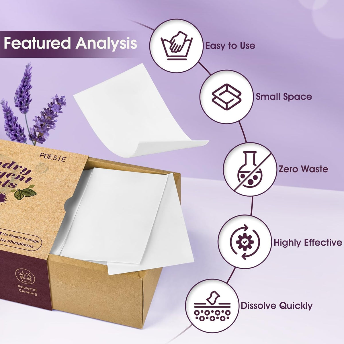 Poesie Laundry Detergent Sheets Lavender Scent 3 Pack 480 Sheets 240 Loads Laundry Strips No