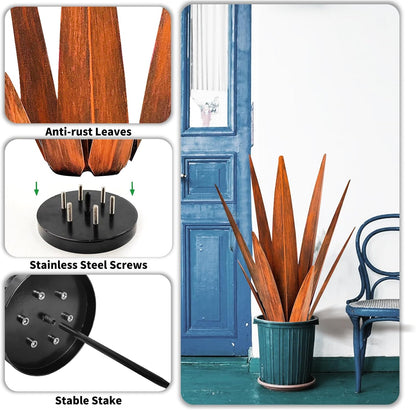 Metal Agave Plants, Tequila Rustic Sculpture, Metal Yard Art, Outdoor Lawn Ornaments Yard Stakes