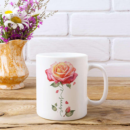 Novelty Rose Accent Cup For Girl, Personalized Rose Flower Coffee Mug 11oz 15oz, Customized Rose