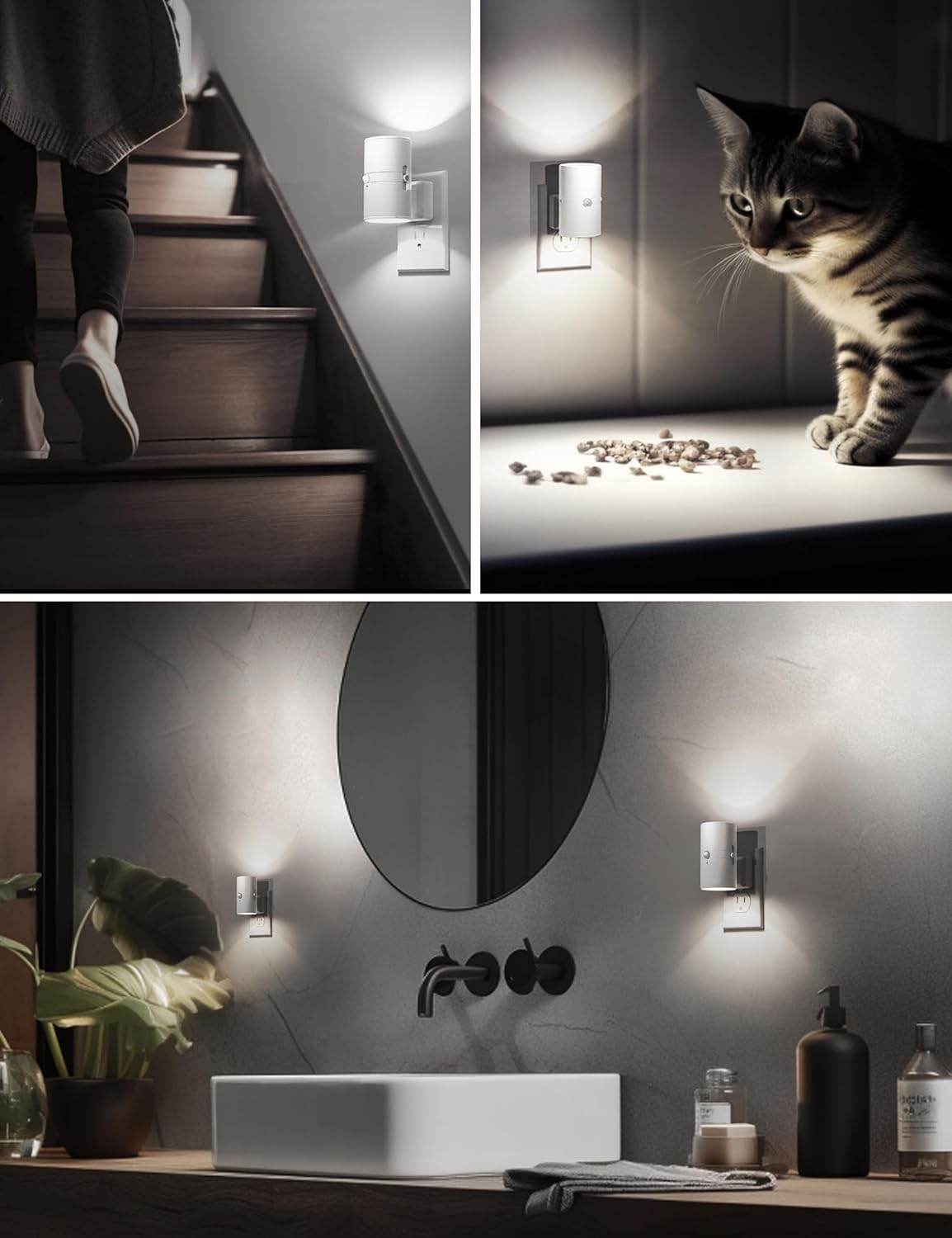 L LOHAS LED Motion Sensor Night Light, [2 Pack] Bright Night Light, 5000K Daylight White, Motion