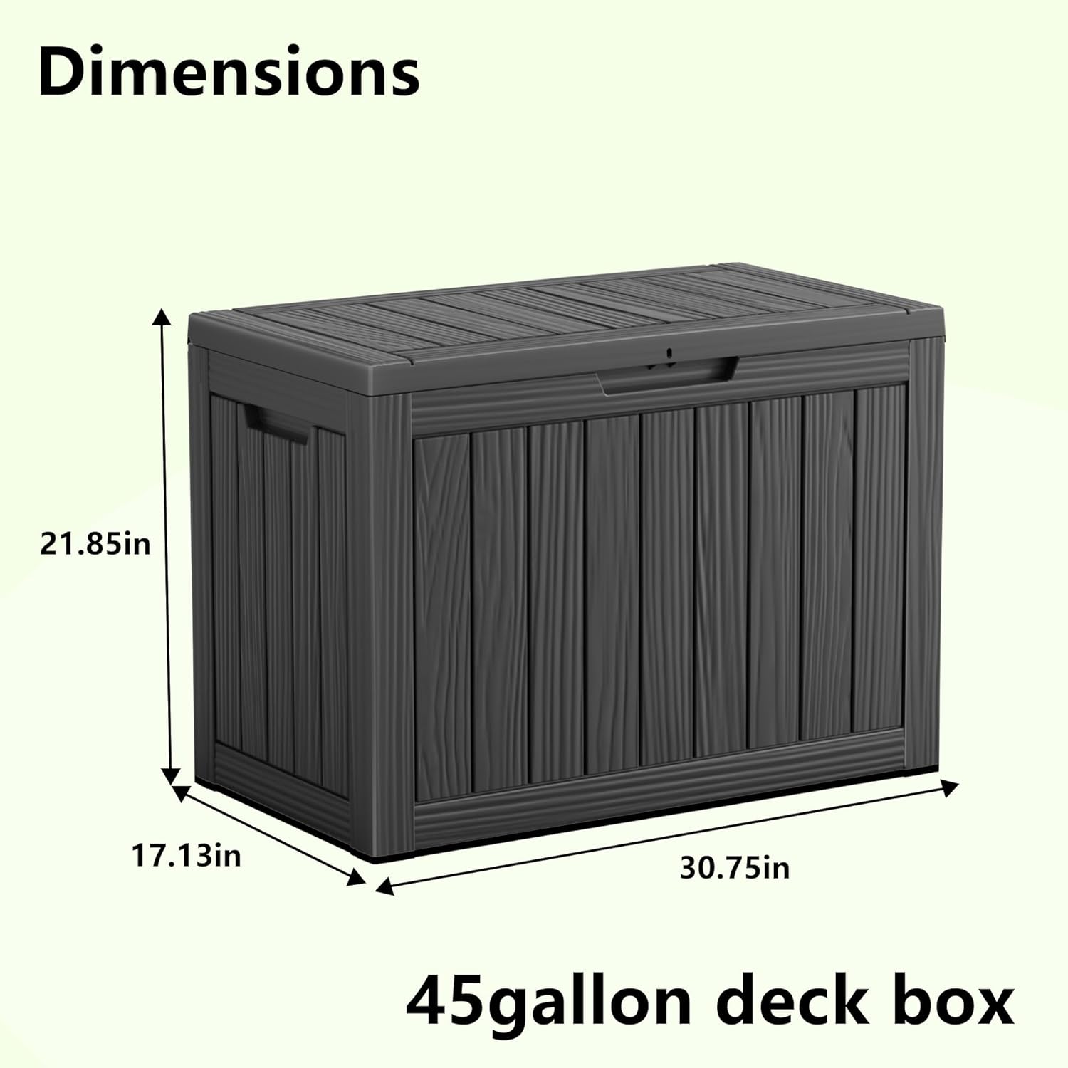 Vixzen 45 Gallon Resin Deck Box, Lockable Outdoor Storage Box for Patio Cushions Storage