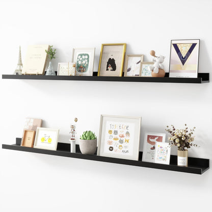 Picture Ledge Shelf, Wood Long Floating Shelves for Wall, Set of 2, 48 inch Picture Ledge Shelves