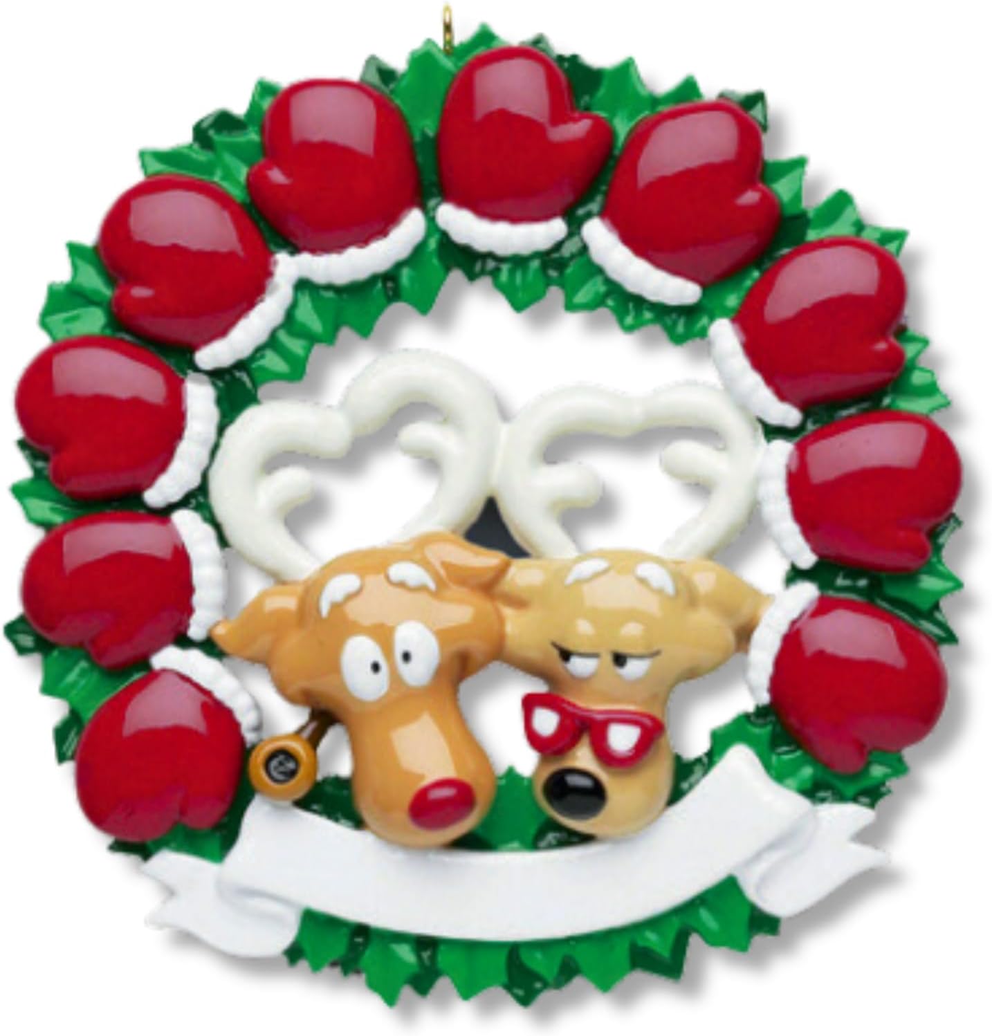 3D Couple Reindeer Family of 10 Ornament 2025 Personalized Family Christmas Ornaments 2025 |