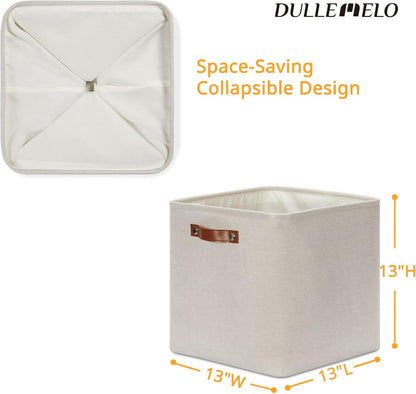 DULLEMELO Storage Bins, 4 Pack Of 13x13x13 Decorative Storage Cube Bins Suit Office, Home, Shelves