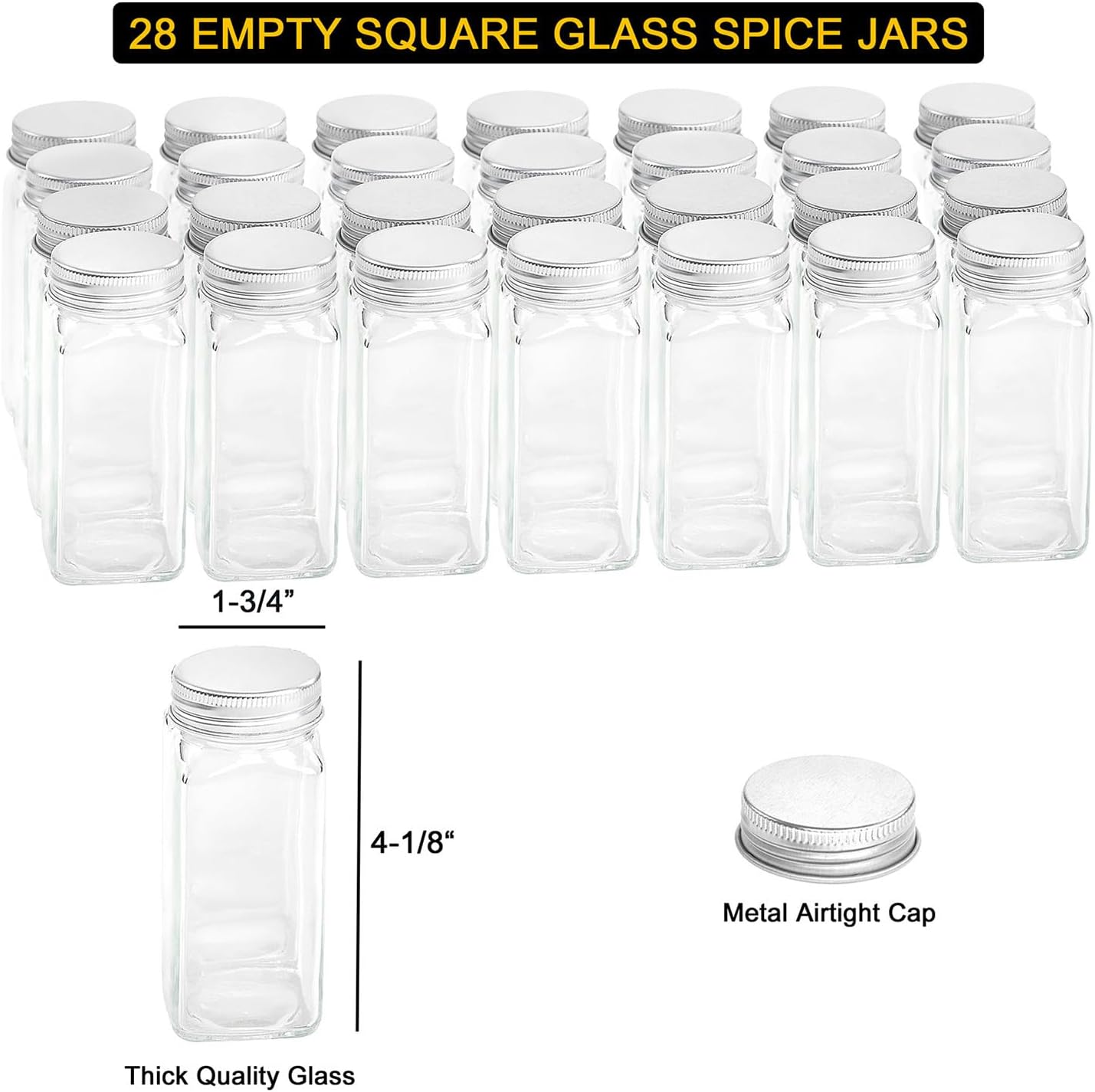 SpaceAid Spice Rack with 24 Spice Jars, 386 Spice Labels, Chalk Marker and Funnel, Wood Hanging