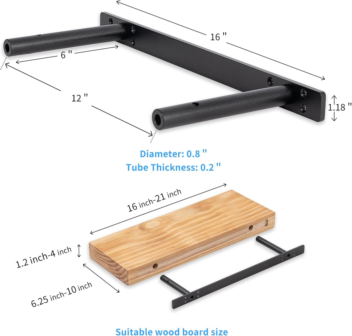 Heavy-Duty Floating Shelf Bracket, Hidden Shelf Bracket for Mantel, if Installed on Studs, Maximum