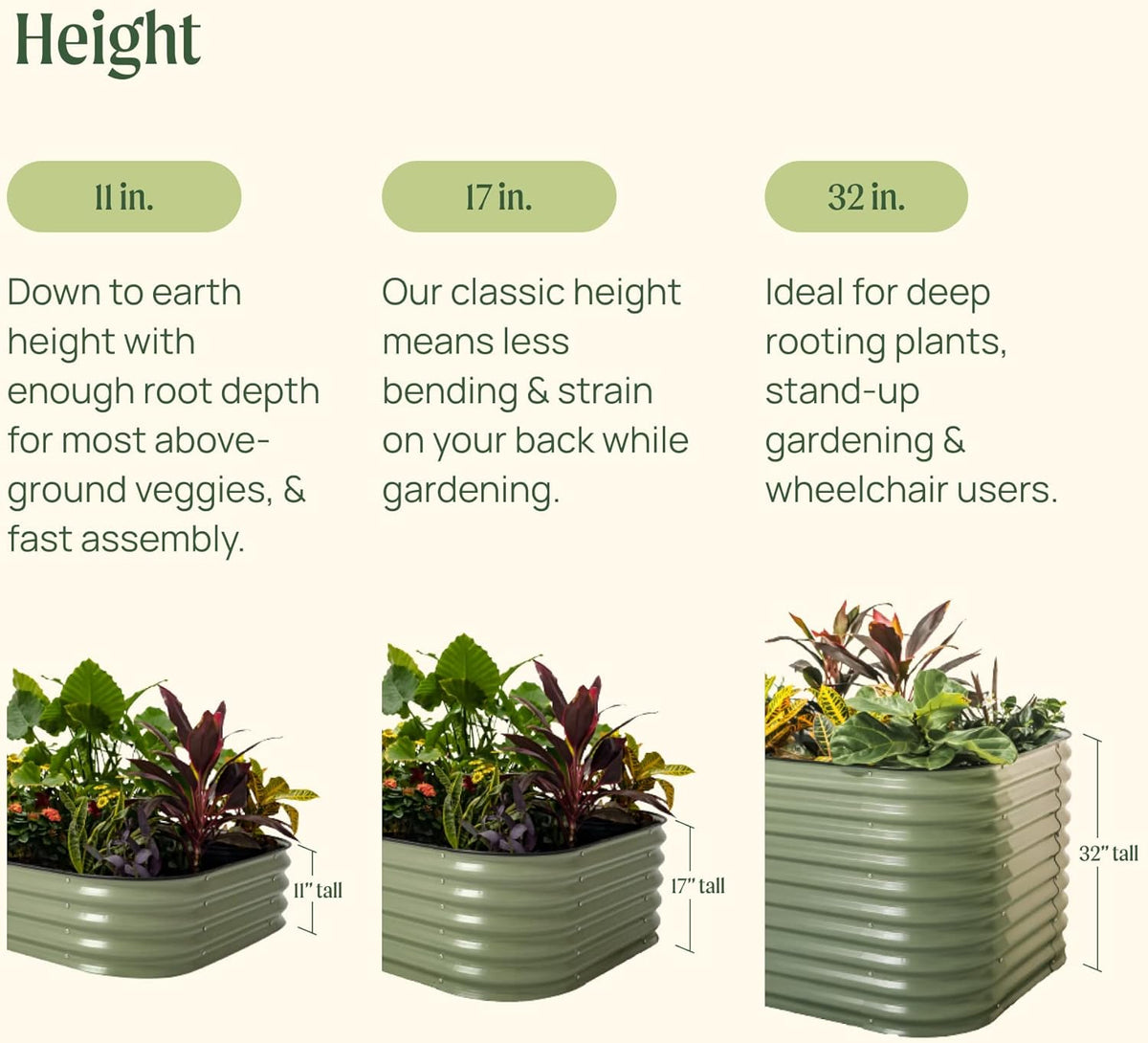 Vego garden 17" Tall 42" Round Raised Garden Bed Metal Raised Bed Planter Box for Vegetables
