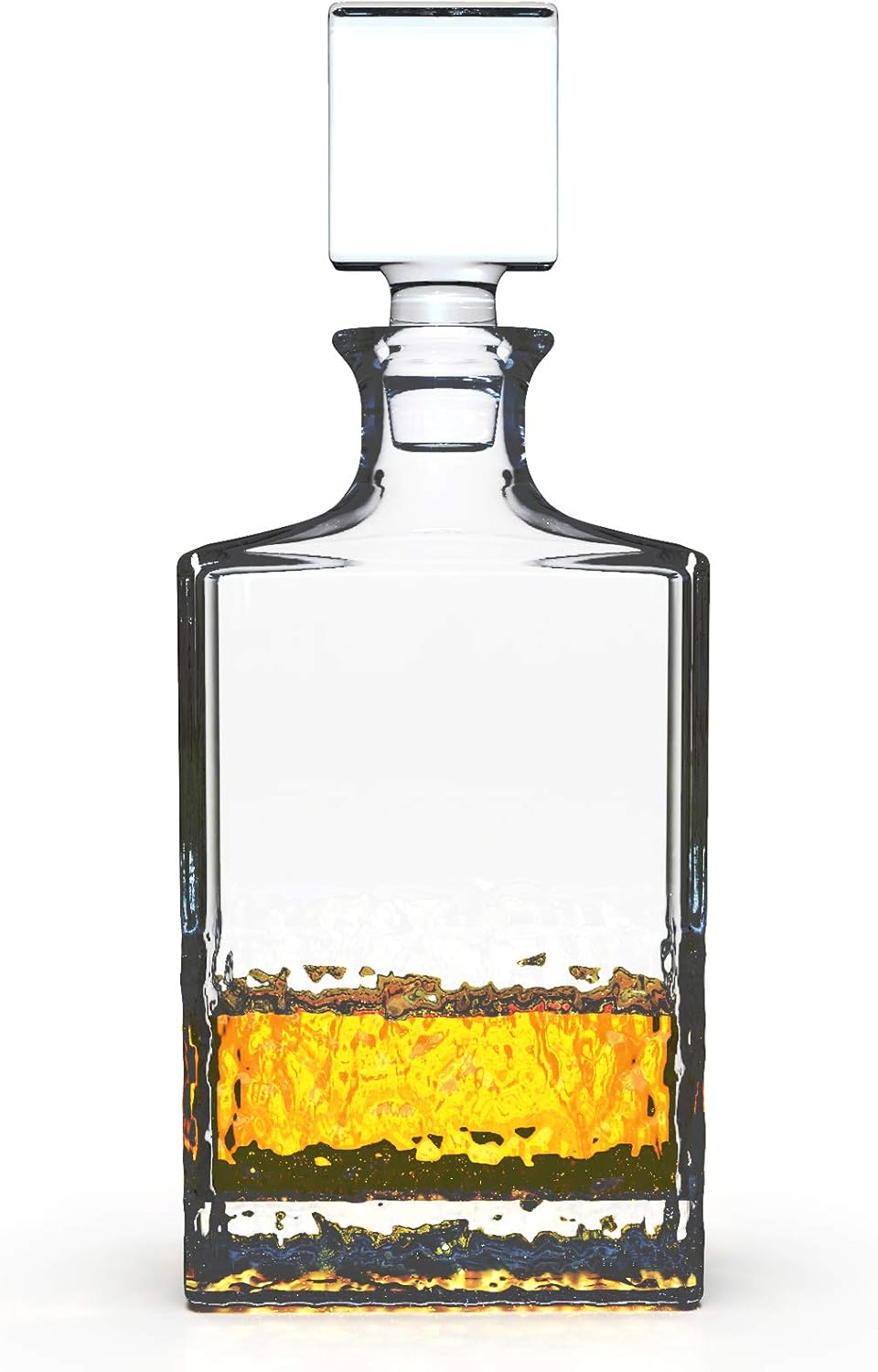 Glass Decanter with Airtight Geometric Stopper - Whiskey Decanter for Wine, Bourbon, Brandy