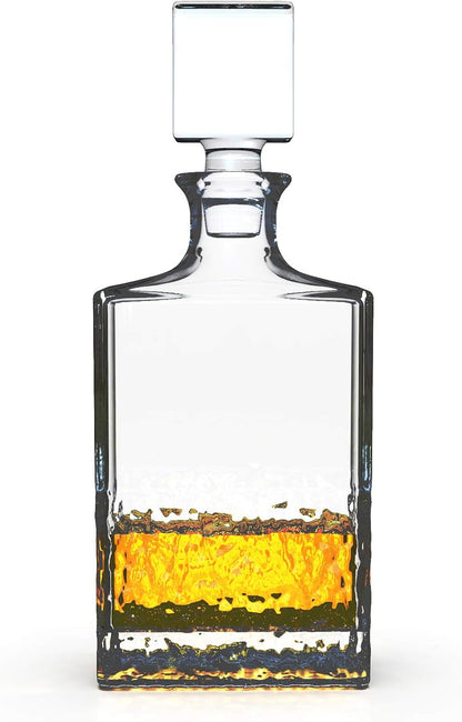 Glass Decanter with Airtight Geometric Stopper - Whiskey Decanter for Wine, Bourbon, Brandy
