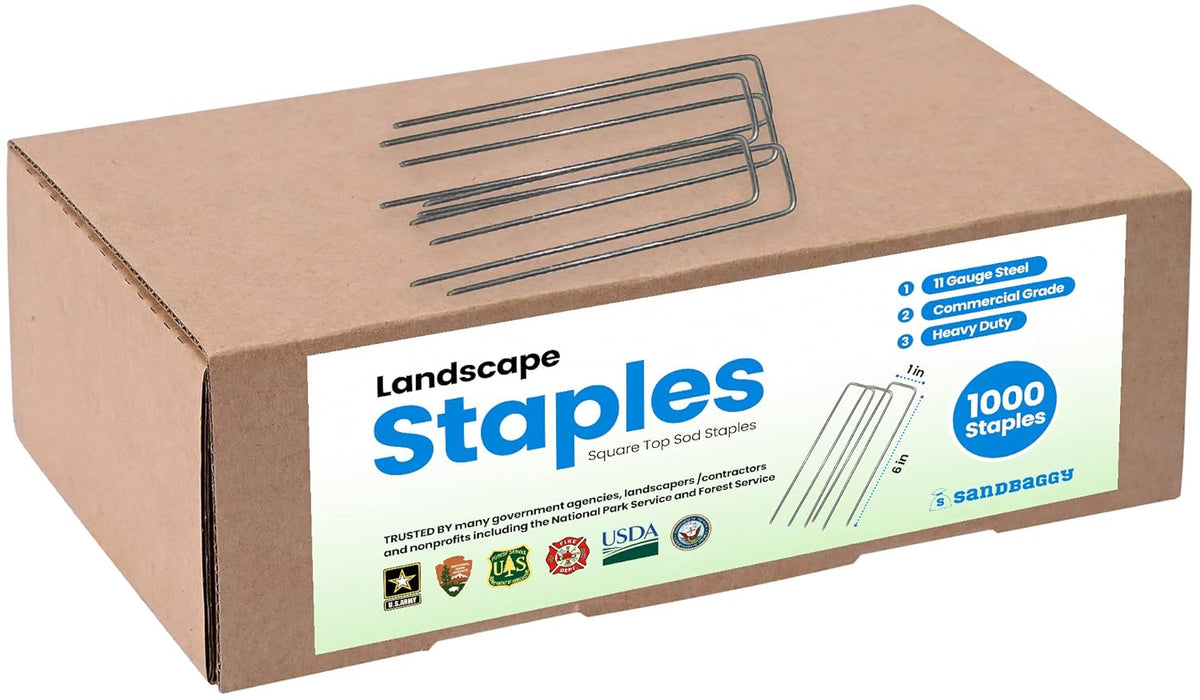Sandbaggy 1000 Count 6" Landscape Staples | Industrial Grade 11 Gauge Steel | Great for Securing