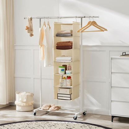 MAX Houser 6 Tier Shelf Hanging Closet Organizer, Closet Hanging Shelf with 2 Sturdy Hooks for