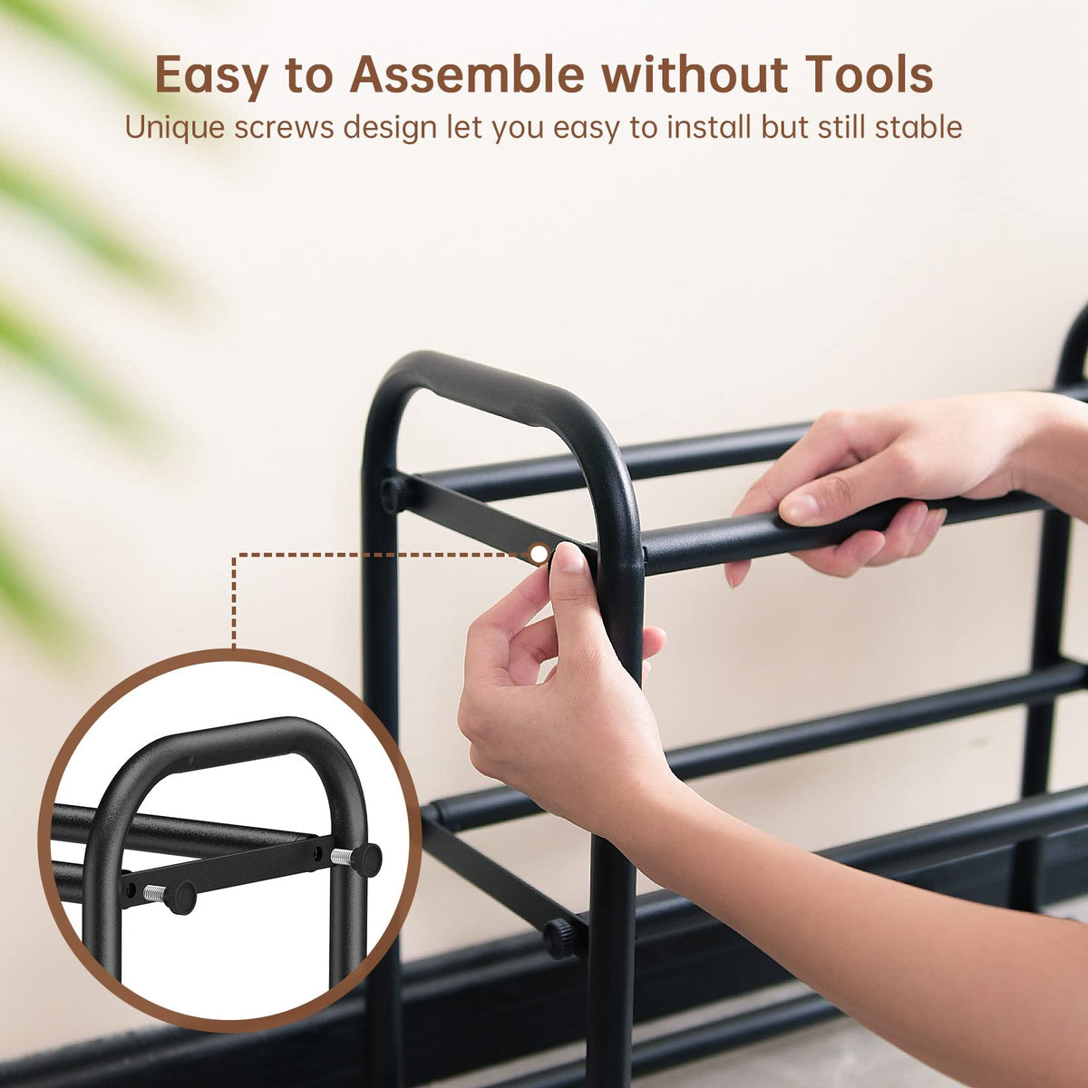 Gonfoam Expandable 3-Tier Shoe Rack for Closet and Entryway, Black