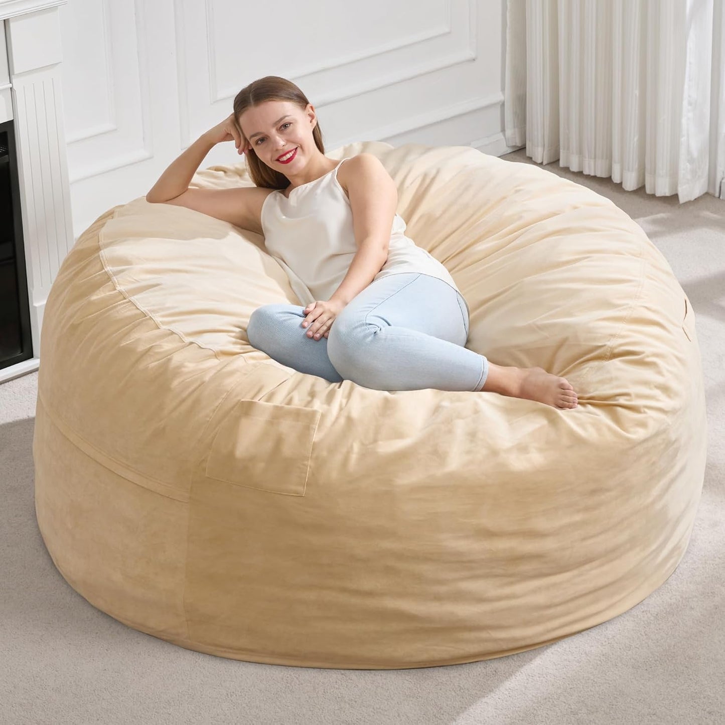 Hobestluk 5FT Bean Bag Chair Giant Bean Bag Chairs for Adults Large Bean Chairs with Removable