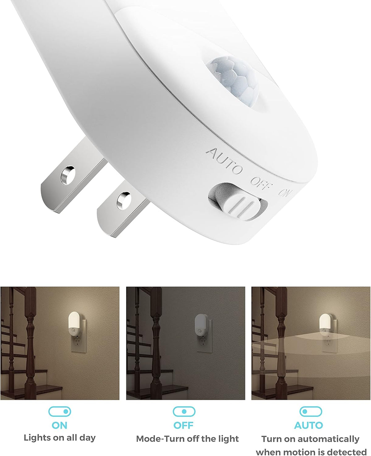 L LOHAS LED Motion Sensor Night Light Plug in, Motion Activated Night Light, 5000K Daylight White