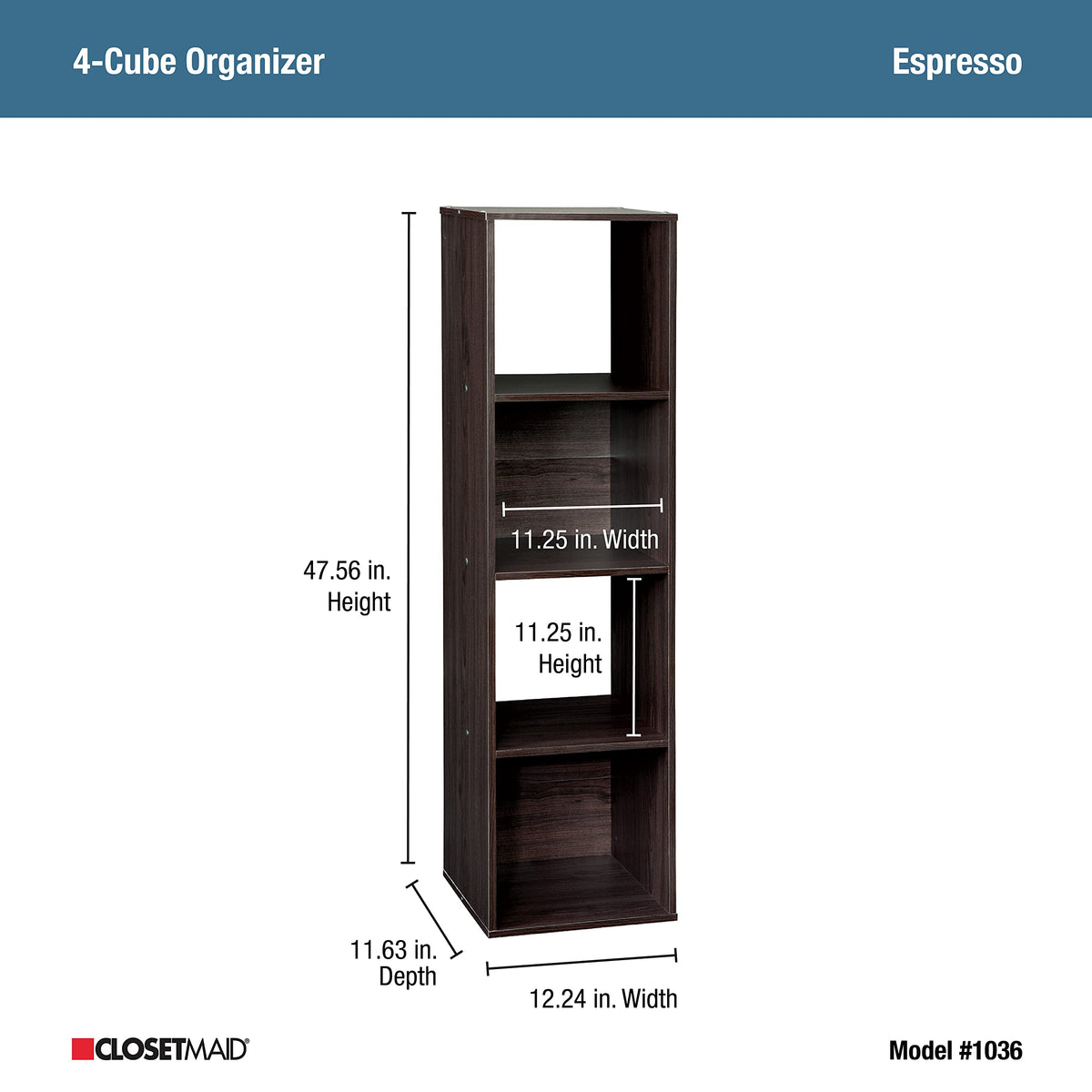ClosetMaid Cubeicals 4 Cube Storage Shelf Organizer, Stackable, Vertical or Horizontal, Easy