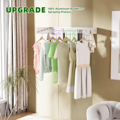 Wall Mounted Drying Rack for Laundry 31.5'', Folding Drying Rack Clothing Wall Mount with 5 Rods