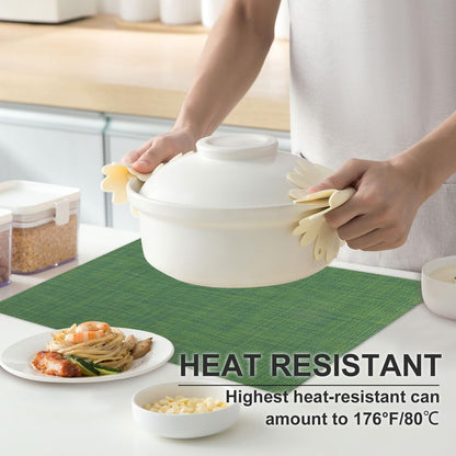 Vinyl Placemats Set of 8, PVC Woven Washable Non-Slip Table Mats, Heat Resistant Wrinkle Free Place