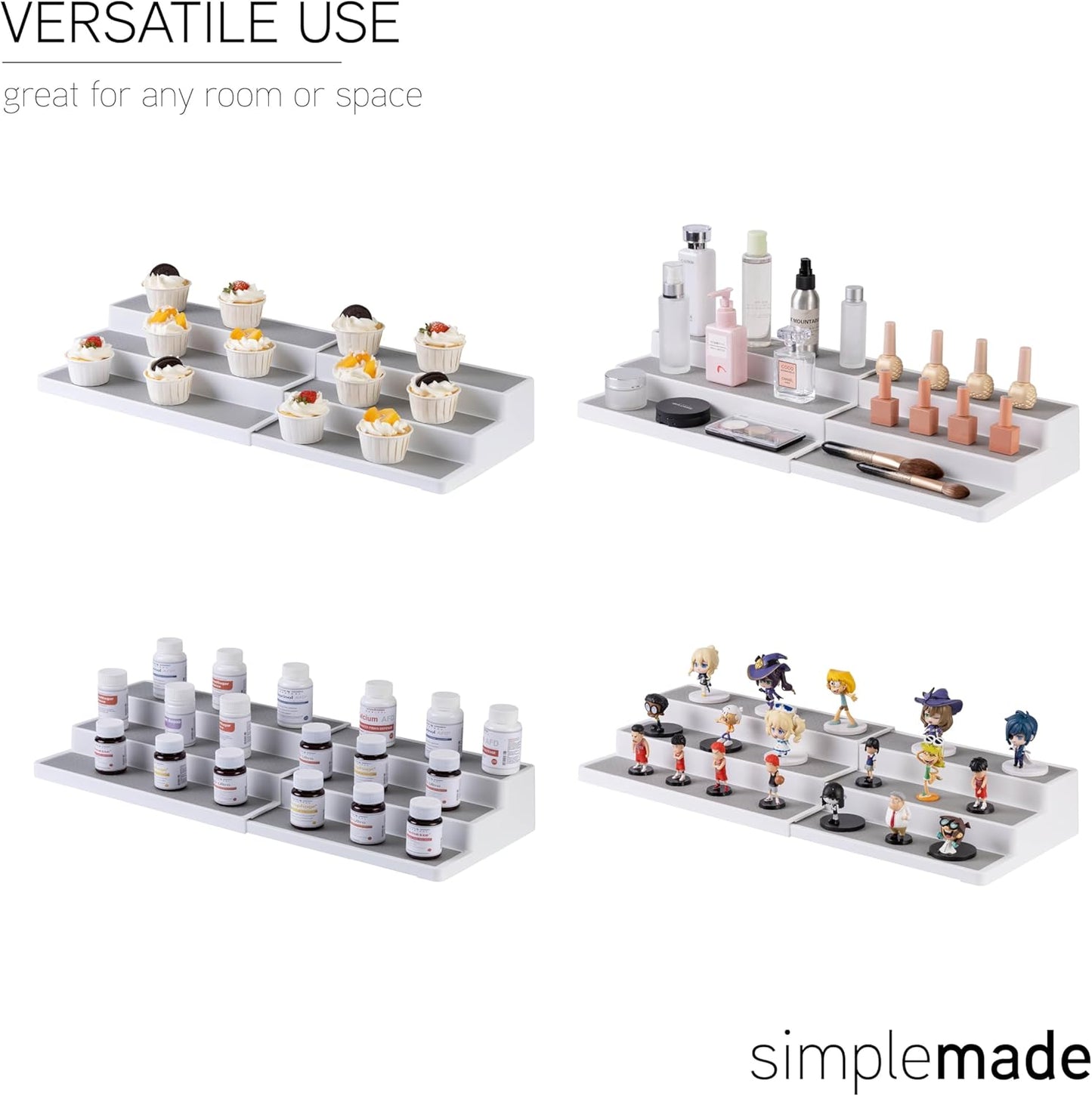 SIMPLEMADE 3-Tier Spice Rack Organizer - Versatile Storage Shelf for Kitchen, Bathroom, Bedroom &