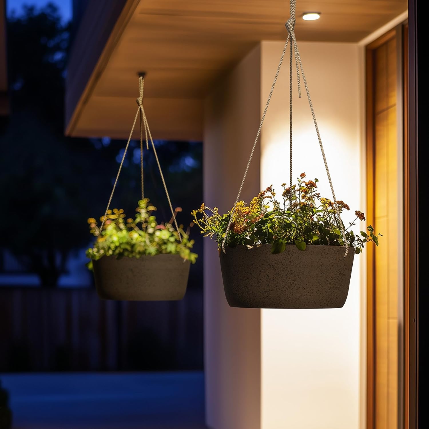 La Jolie Maison Large Hanging Planters - 12 Inch Outdoor Flower Pots, Hanging Garden Planters Set