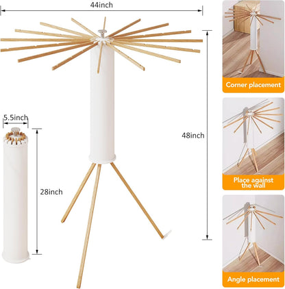 Clothes Drying Rack Tripod,Drying Rack Clothing,Laundry Drying Rack,Floor Standing,16 Wooden
