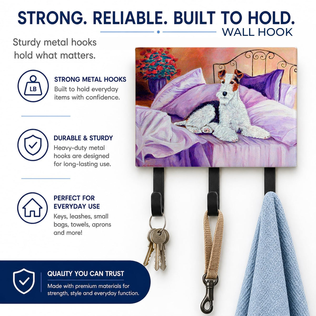 Caroline's Treasures 7121TH68 Fox Terrier Waiting on Mom Leash or Key Holder, Wall Hooks, Key Hooks