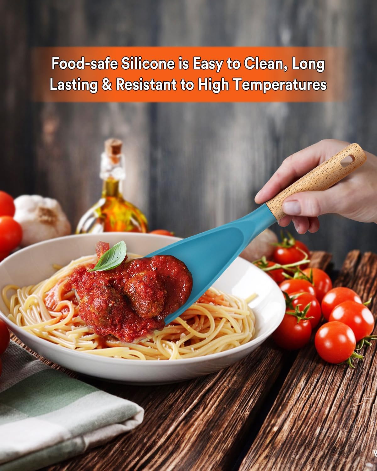 Cooking Spoon for Nonstick Cookwares, Great for Cooking and Serving Sturdy BPA-Free Matte Silicone