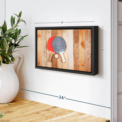 ElephantStock Ping Pong Wall Art - Horizontal Framed Canvas - 1-Piece Living Room Wall Decor