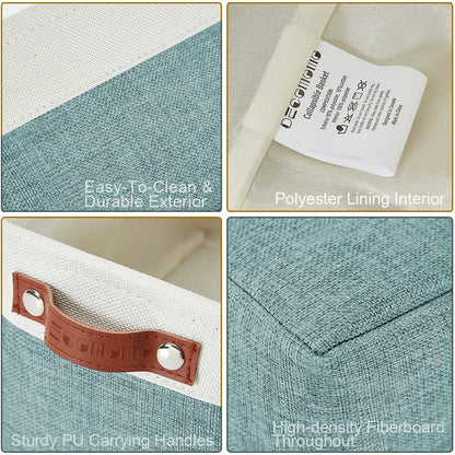 DECOMOMO Small Storage Basket, Closet Storage Bins, Baskets for Organizing Shelves (Teal & White