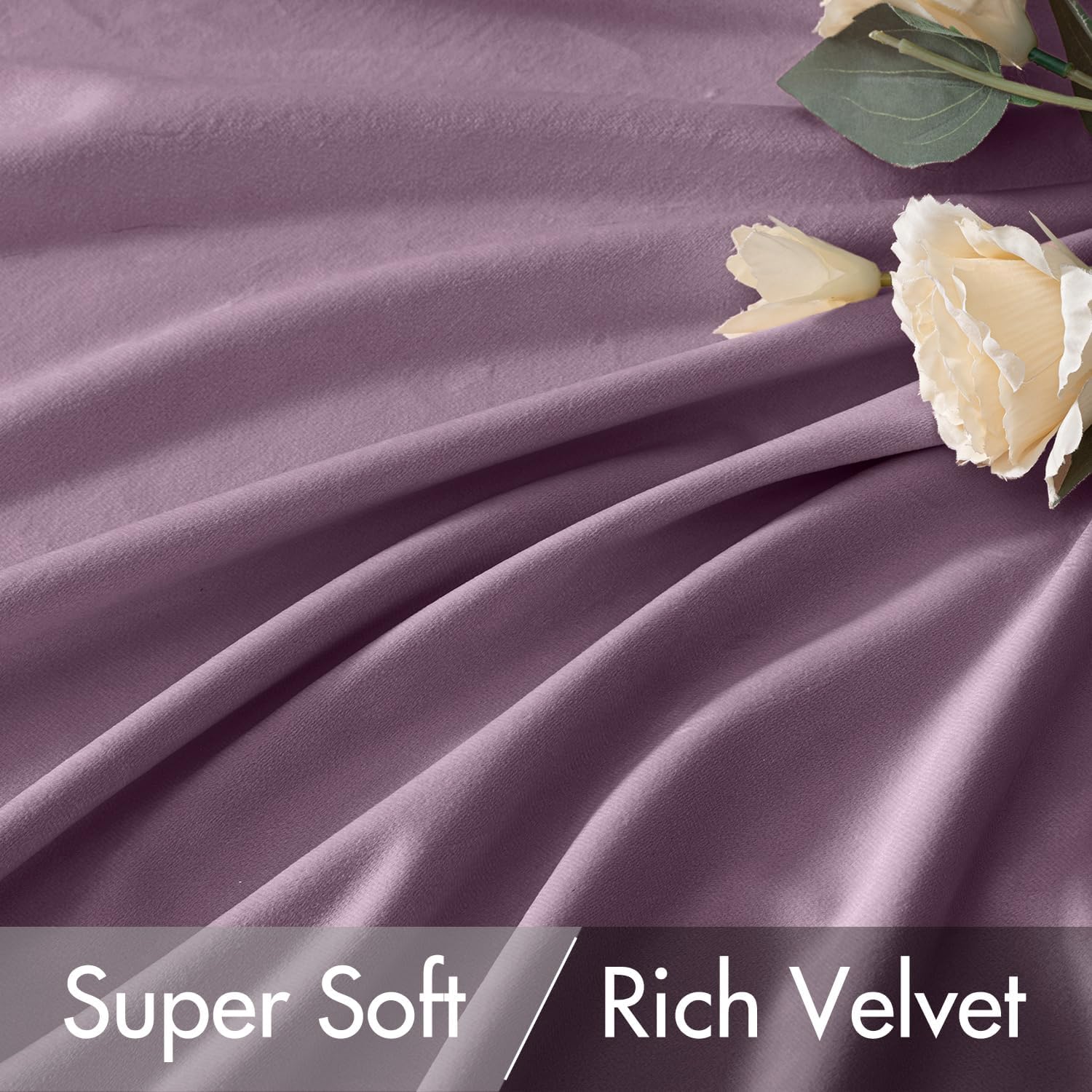 MIULEE Lavender Velvet Curtains 96 inches 2 Panels - Luxury Room Darkening Window Drapes for