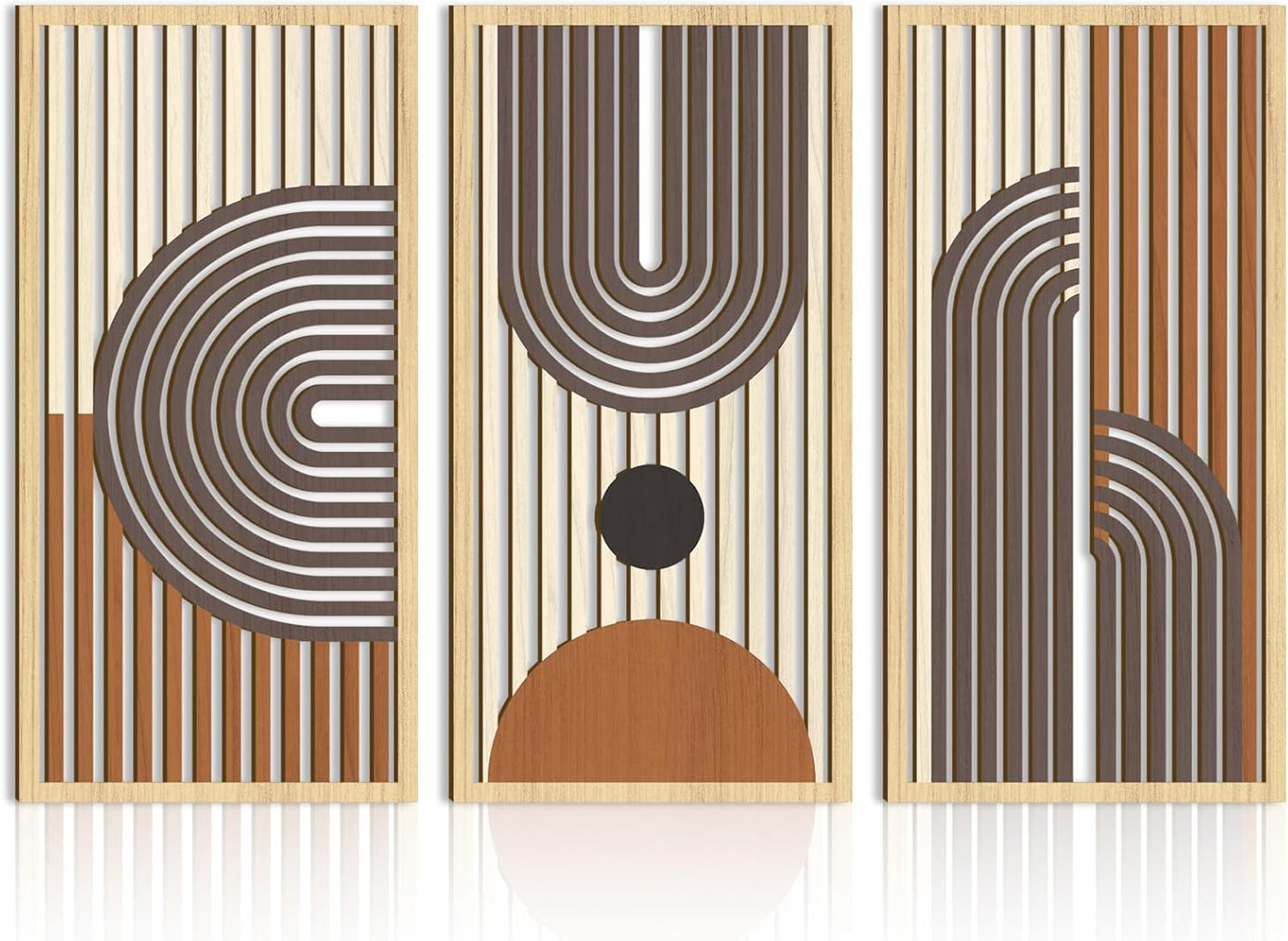 IARTTOP Mid century Modern Decor 16x32 Inch Large Boho Wood Wall Art Abstract Wooden Wall Decor