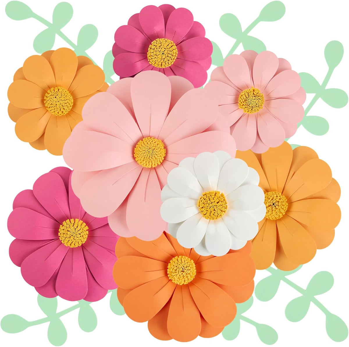 Paper Flowers Decorations for Wall, 3D Handmade Artificial Flowers for Wall Decorations, Pink