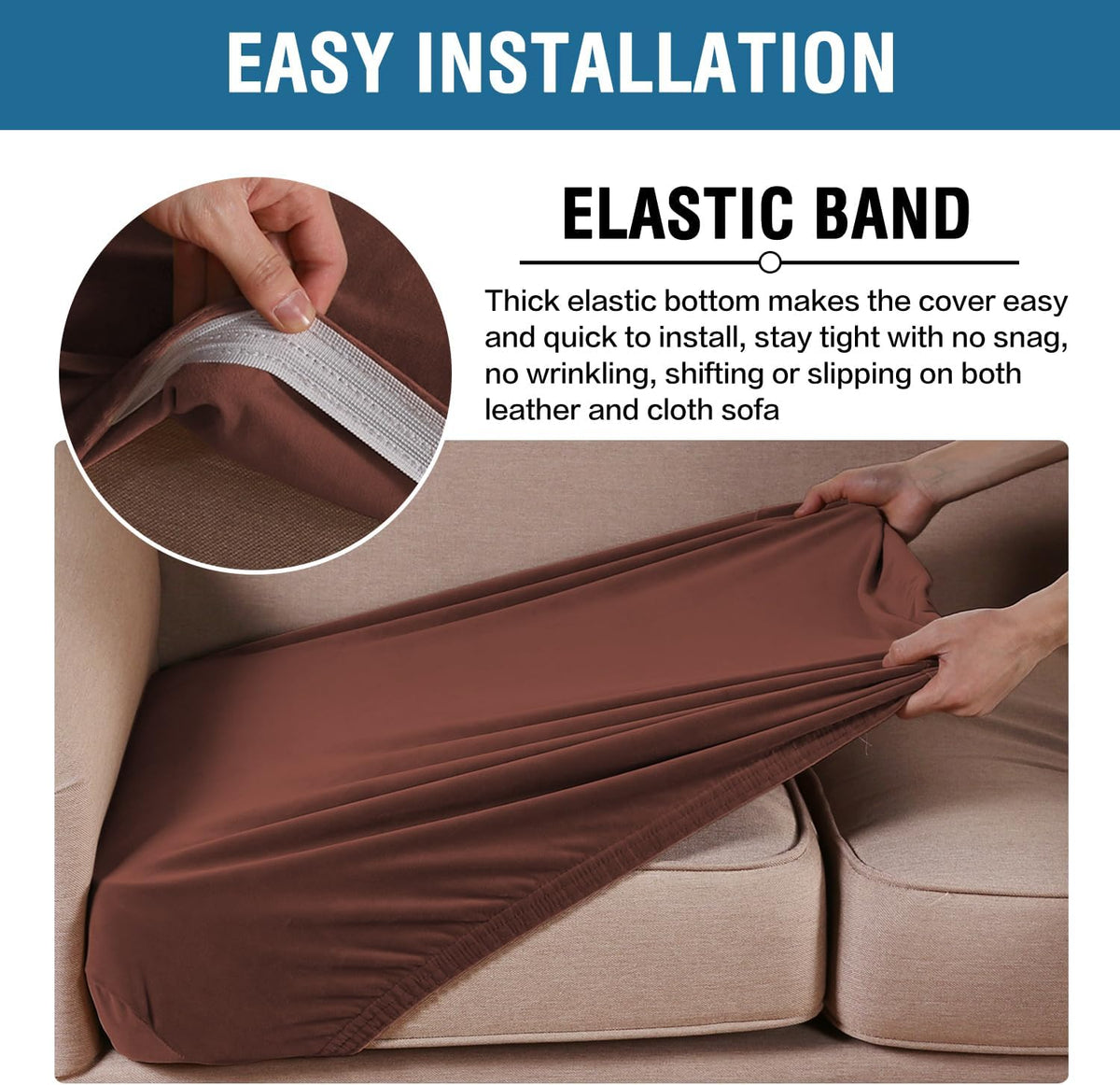 H.VERSAILTEX Velvet Stretch Couch Cushion Cover Plush Cushion Slipcover for Chair Cushion Furniture
