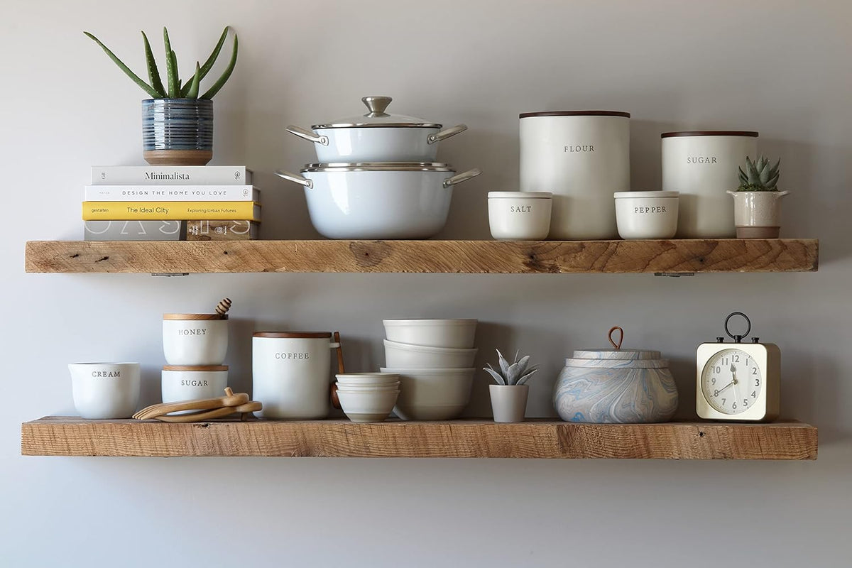 Urban Legacy Deep Floating Shelves | Reclaimed Barn Plank Deep Floating Shelves with Low Profile