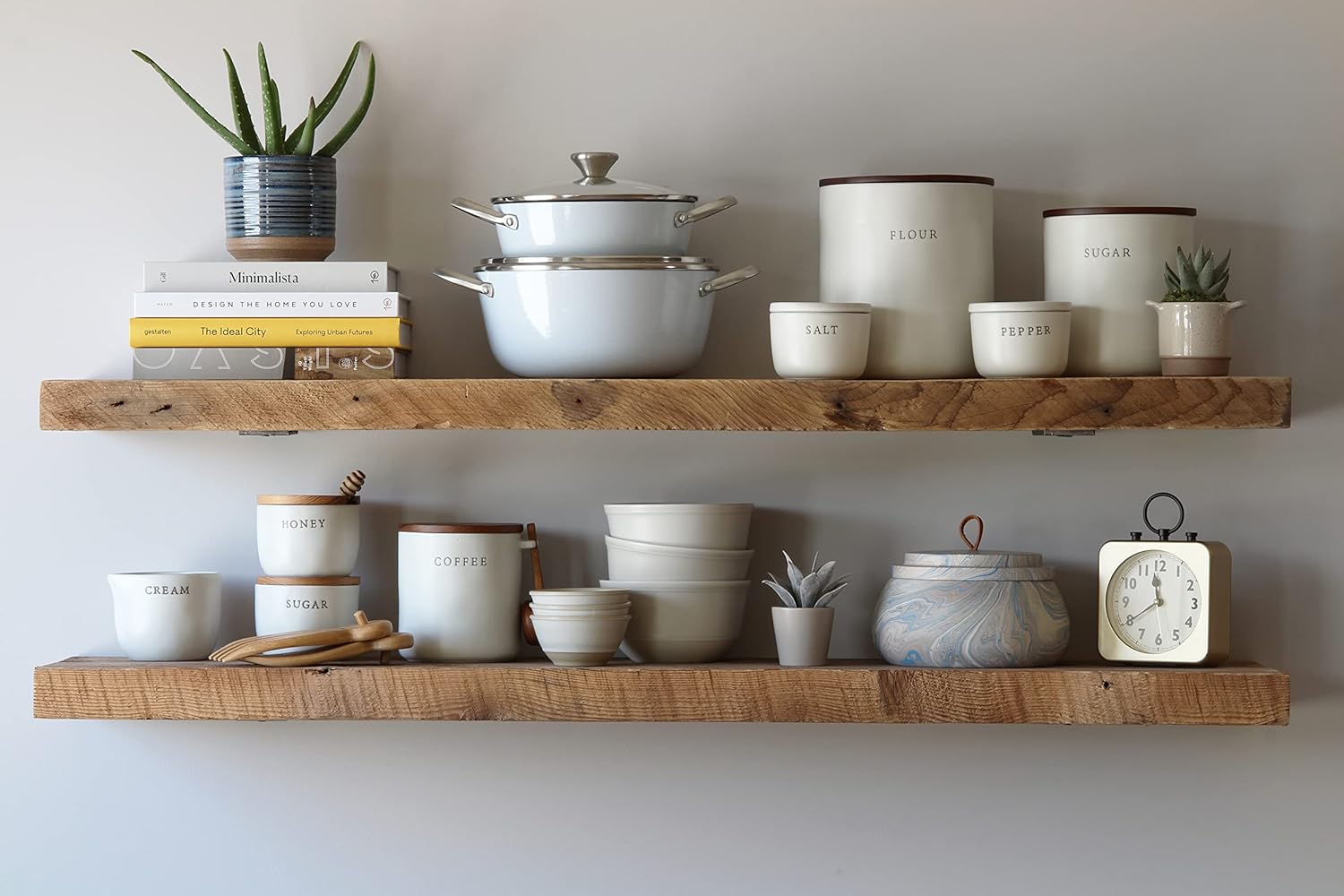 Urban Legacy Deep Floating Shelves | Reclaimed Barn Plank Deep Floating Shelves with Low Profile