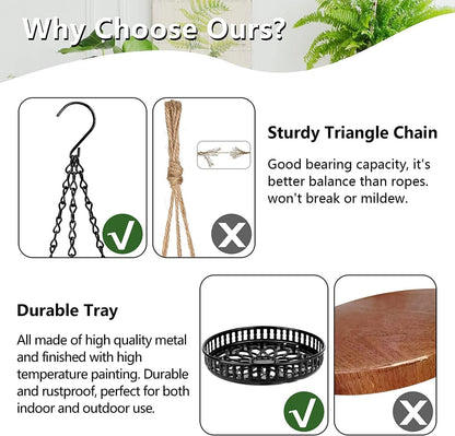 Plant Hanger Indoor Outdoor, 2 Tier Hanging Planter Hanging Plant Shelf, Metal Hanging Plant Holder