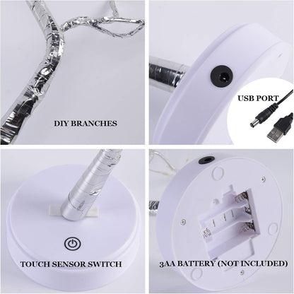 108 LED Sparkly Fairy Tree Lamp, Warm White, Remote Control, USB/Battery, 8 Modes, DIY Bonsai