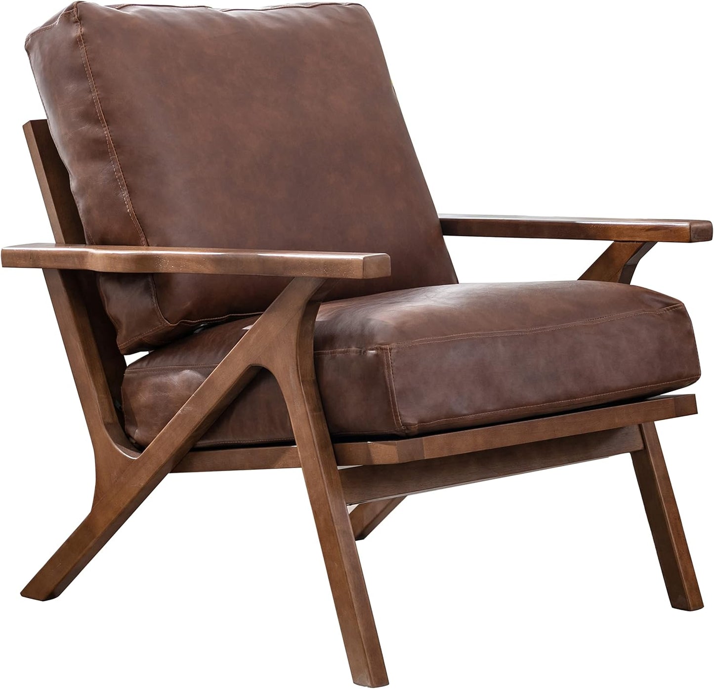 chairus Leather Accent Chair Mid Century Modern Armchair Compfy Upholstered Lounge Arm Chair for