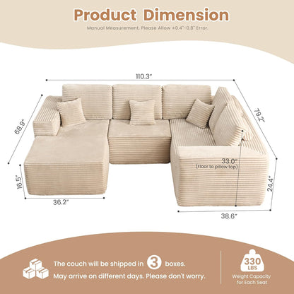 HOOOWOOO Cloud Sectional Couches for Living Room,Modular Sectional Sofa No Assembly,110X79 Inch