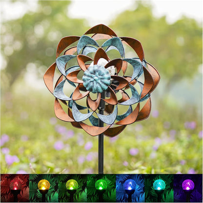 Solar Wind Spinner, Outdoor Metal Wind Spinners with Light, Windmill Decor for Yard Garden, Ideal