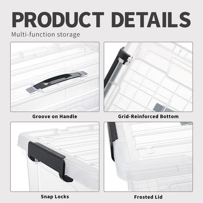 Cetomo Lidded Storage Bin with Handle, Storage Bins with Lid, Organizing Container with Secure