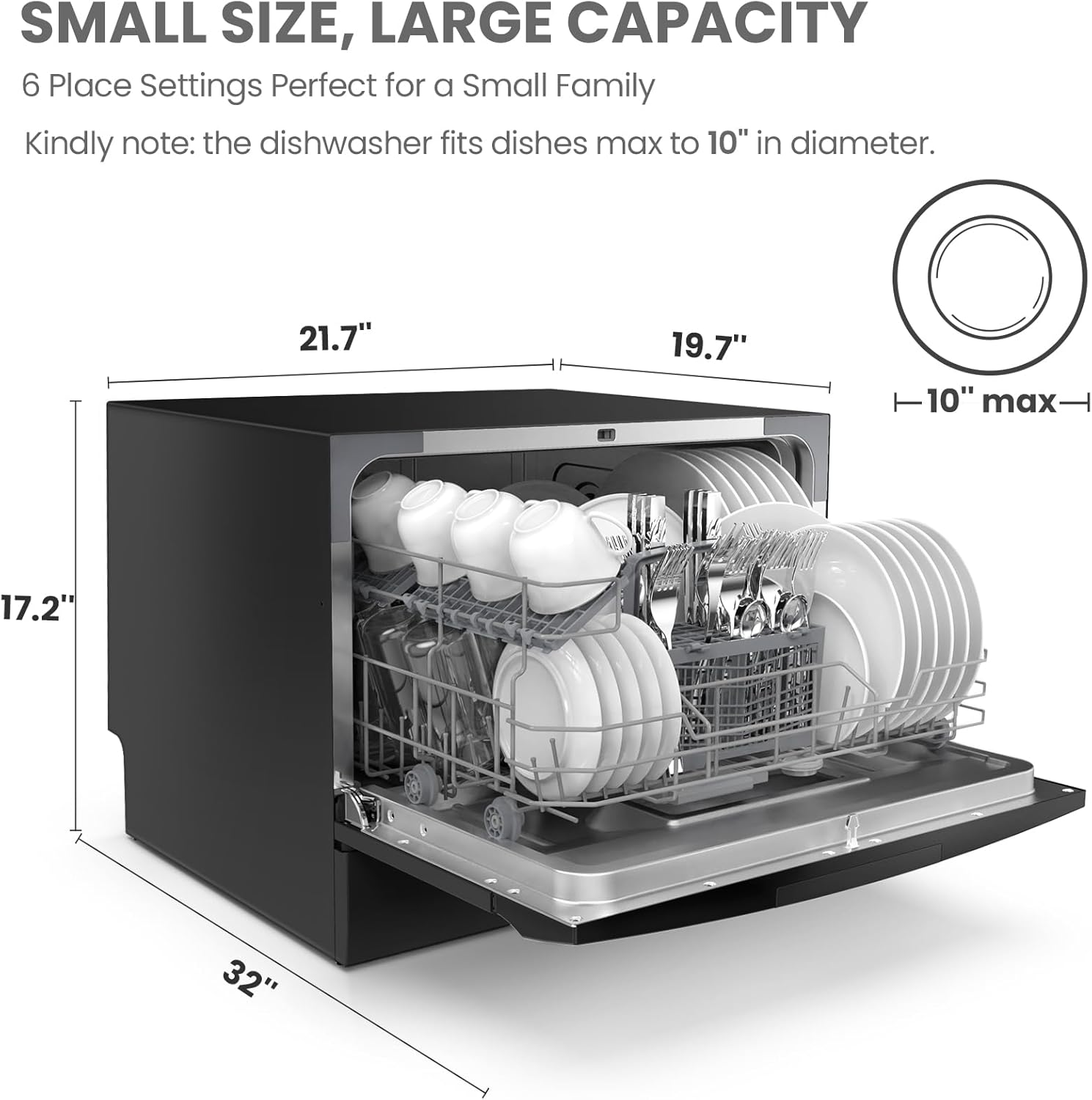 COMFEE??Countertop Dishwasher, Energy Star Portable Dishwasher, 6 Place Settings & 8 Washing
