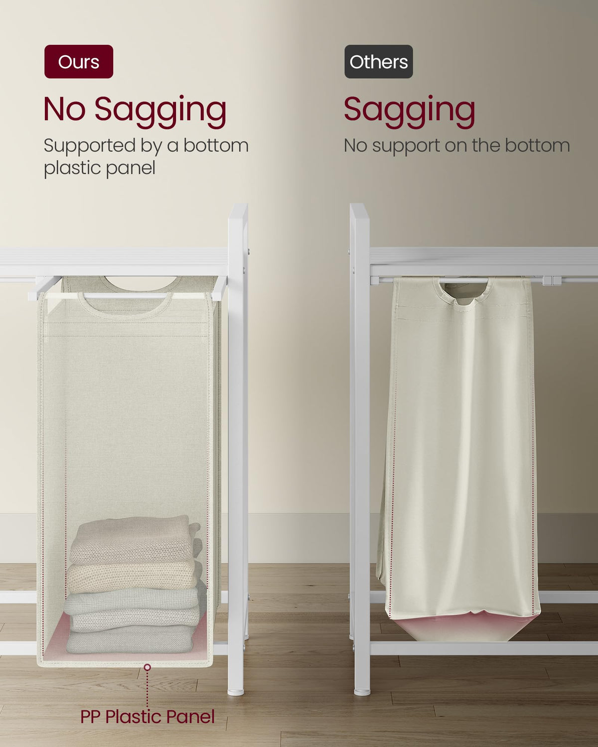 VASAGLE Laundry Hamper, Laundry Basket, Laundry Sorter with 4 Pull-Out and Removable Bags, Shelf